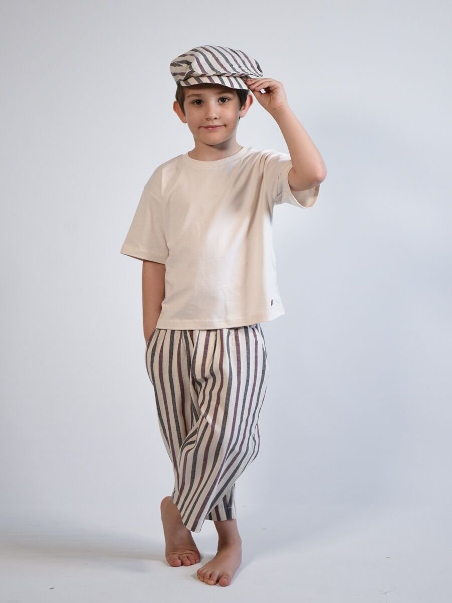 ORGANİK UNISEX Tshirt Loose Fit / Bol Rahat Kesim 2-8 yaş 7-8 Yaş - Krem