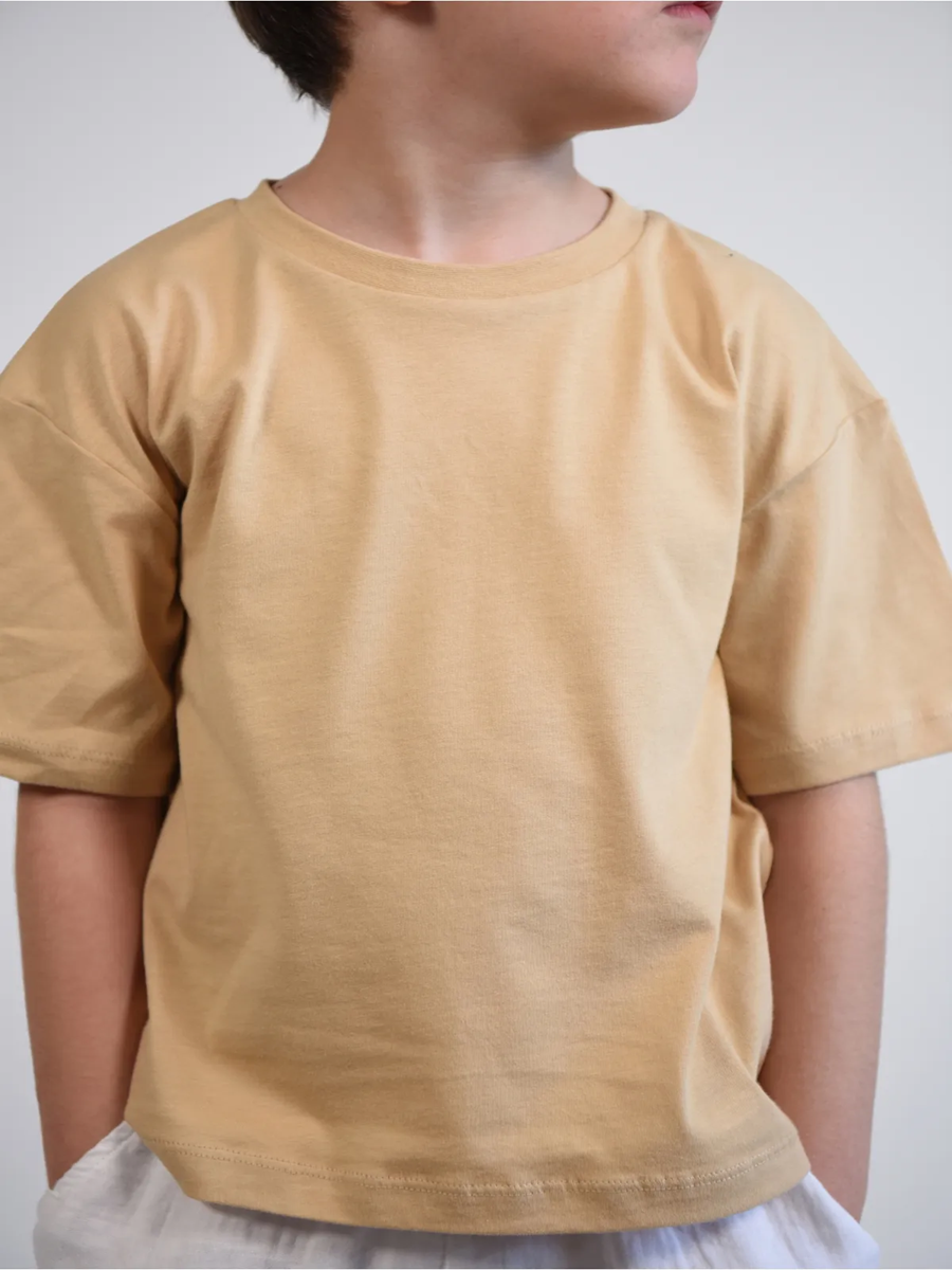 ORGANİK UNISEX Tshirt Loose Fit / Bol Rahat Kesim 2-8 yaş 7-8 Yaş - Kahverengi