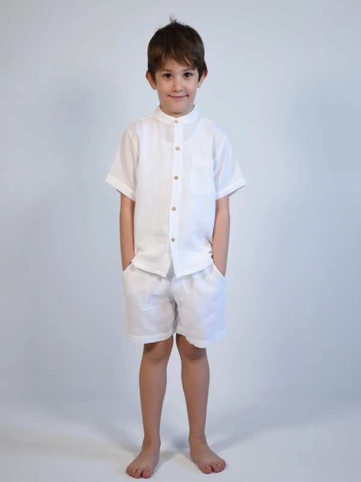 MÜSLİN Hakim Yaka Gömlek ve Şort Takım 2-8 yaş