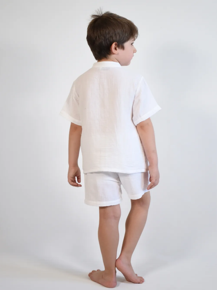 MÜSLİN Hakim Yaka Gömlek ve Şort Takım 2-8 yaş