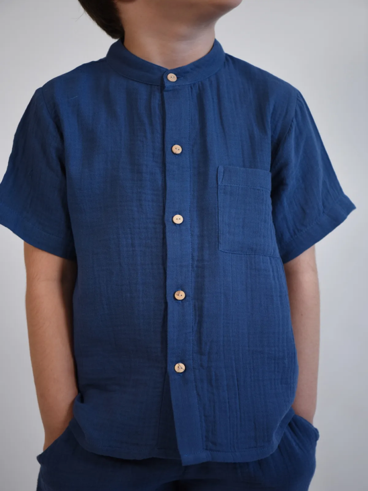 MÜSLİN Hakim Yaka Gömlek ve Şort Takım 2-8 yaş