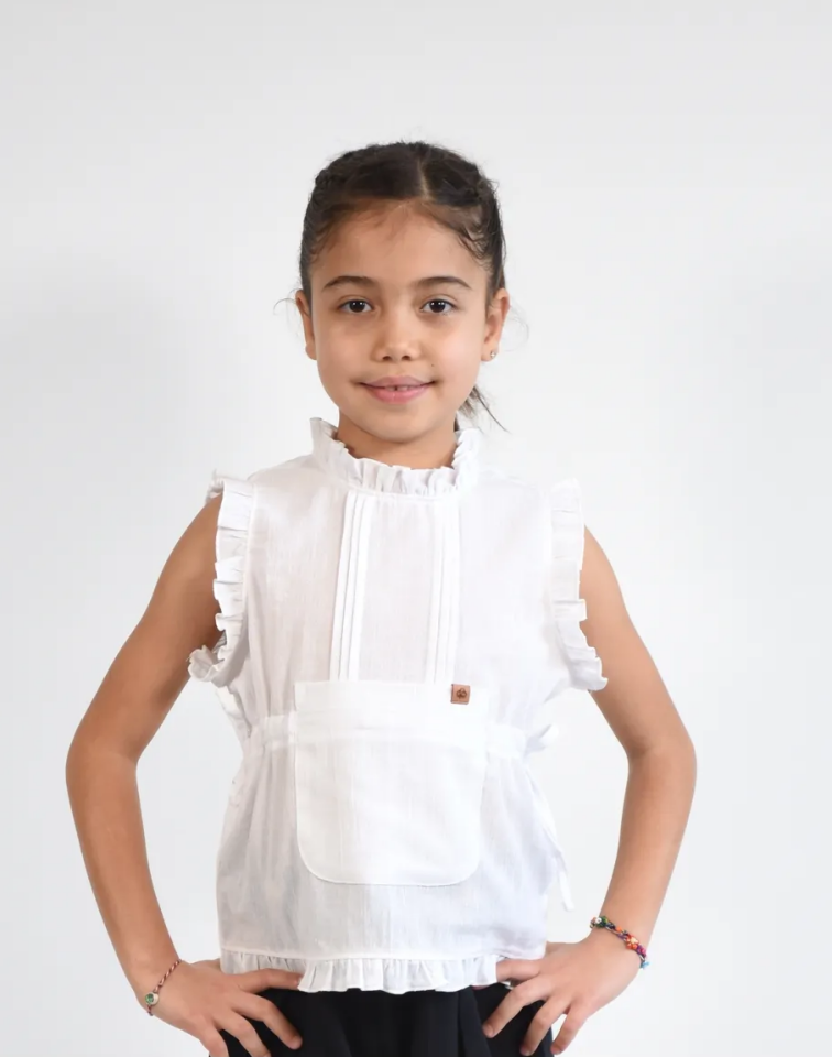 ŞİLE BEZİ Fırfırlı Bluz Oversize 2-8 yaş
