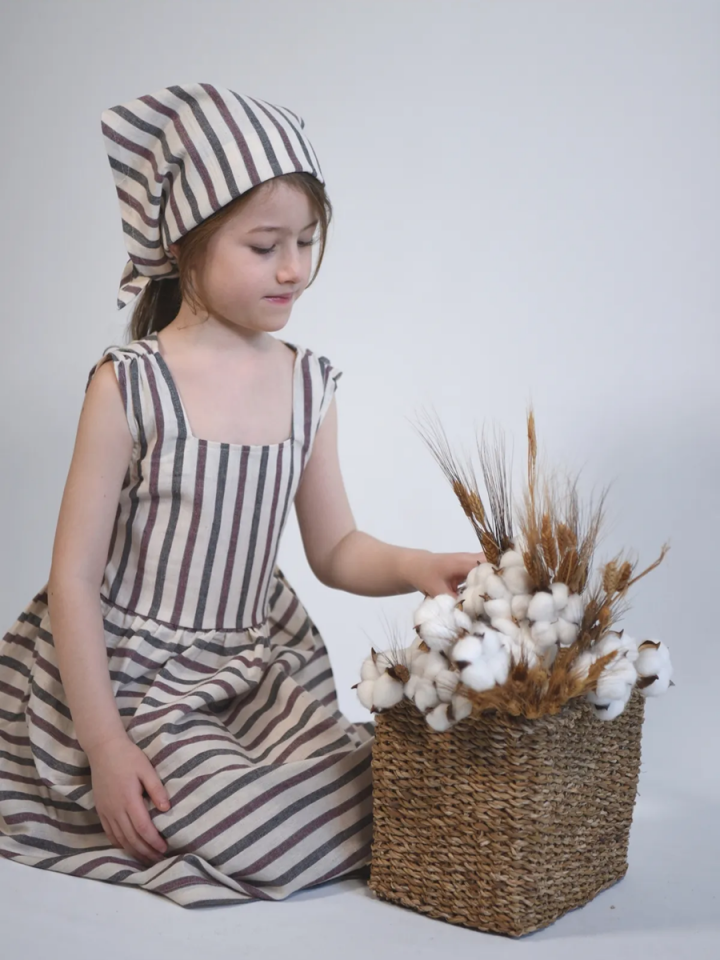 ŞİLE BEZİ OVERSIZE Elbise + Saç bonesi takım 2- 6 Yaş