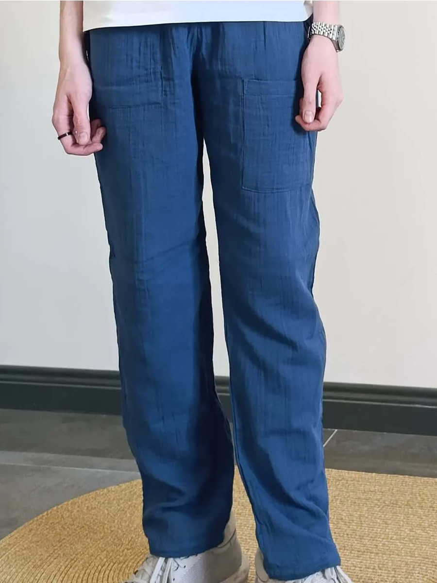 MÜSLİN Pantolon /UNISEX-Rahat Bol kesim 10- 16 Yaş Indigo - 10 Yaş