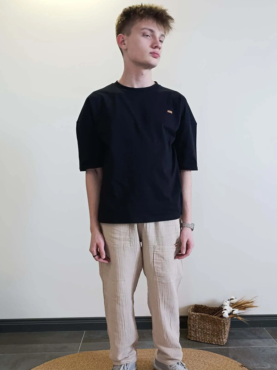 MÜSLİN Pantolon /UNISEX-Rahat Bol kesim 10- 16 Yaş Krem - 16 Yaş