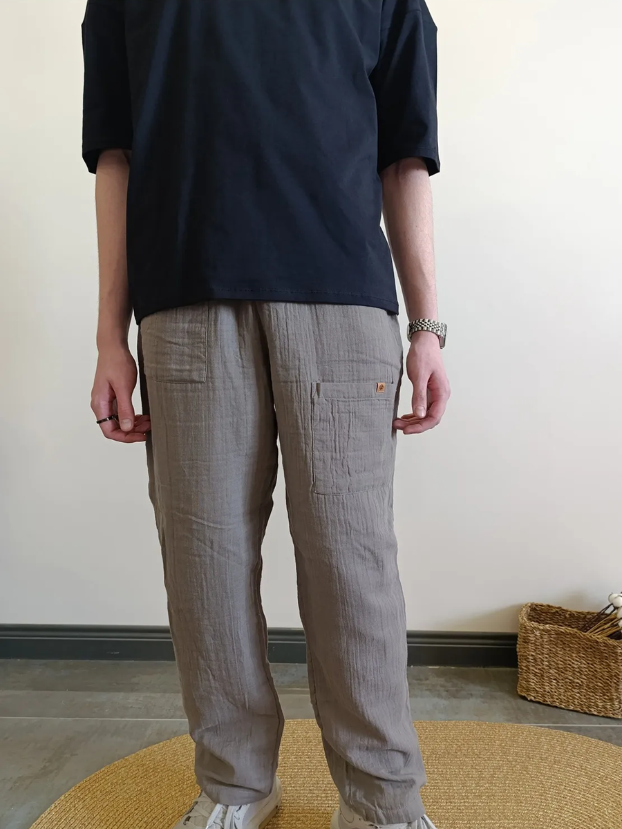 MÜSLİN Pantolon /UNISEX-Rahat Bol kesim 10- 16 Yaş Füme - 16 Yaş