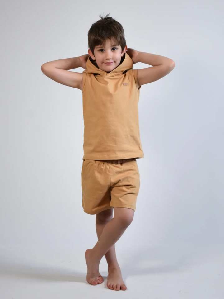 BASIC GROUP Unisex Cocuk Kapşonlu T-shirt Şort Takım 2-8 Yaş