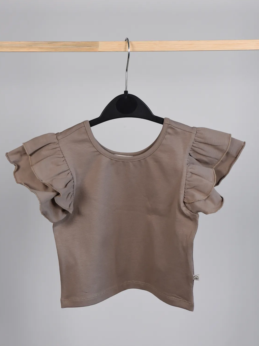BASIC GROUP Kız çocuk CROP Tshirt / Fırfırlı Kol 2-8 yaş