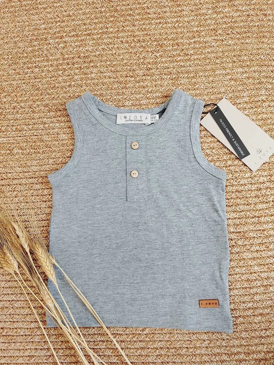 BASIC GROUP UNISEX Bebek+Çocuk Atlet Pamuk Elastanlı / Kolsuz 9 ay-4 yaş Gri Melanj - 2-3 yaş