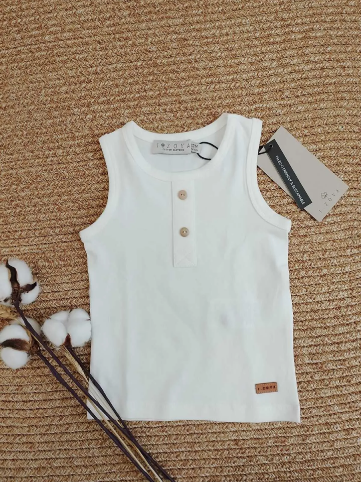 BASIC GROUP UNISEX Bebek+Çocuk Atlet Pamuk Elastanlı / Kolsuz 9 ay-4 yaş Ekru - 2-3 yaş