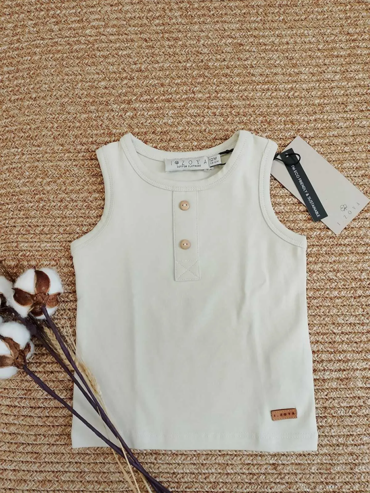 BASIC GROUP UNISEX Bebek+Çocuk Atlet Pamuk Elastanlı / Kolsuz 9 ay-4 yaş Krem - 3-4 yaş