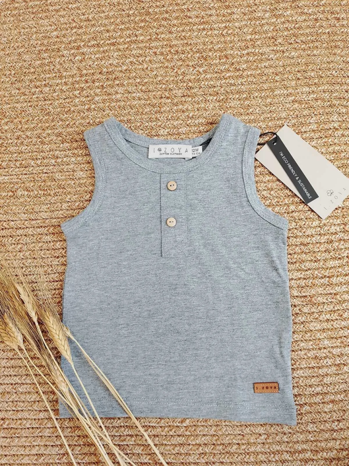 BASIC GROUP UNISEX Bebek+Çocuk Atlet Pamuk Elastanlı / Kolsuz 9 ay-4 yaş Gri Melanj - 3-4 yaş